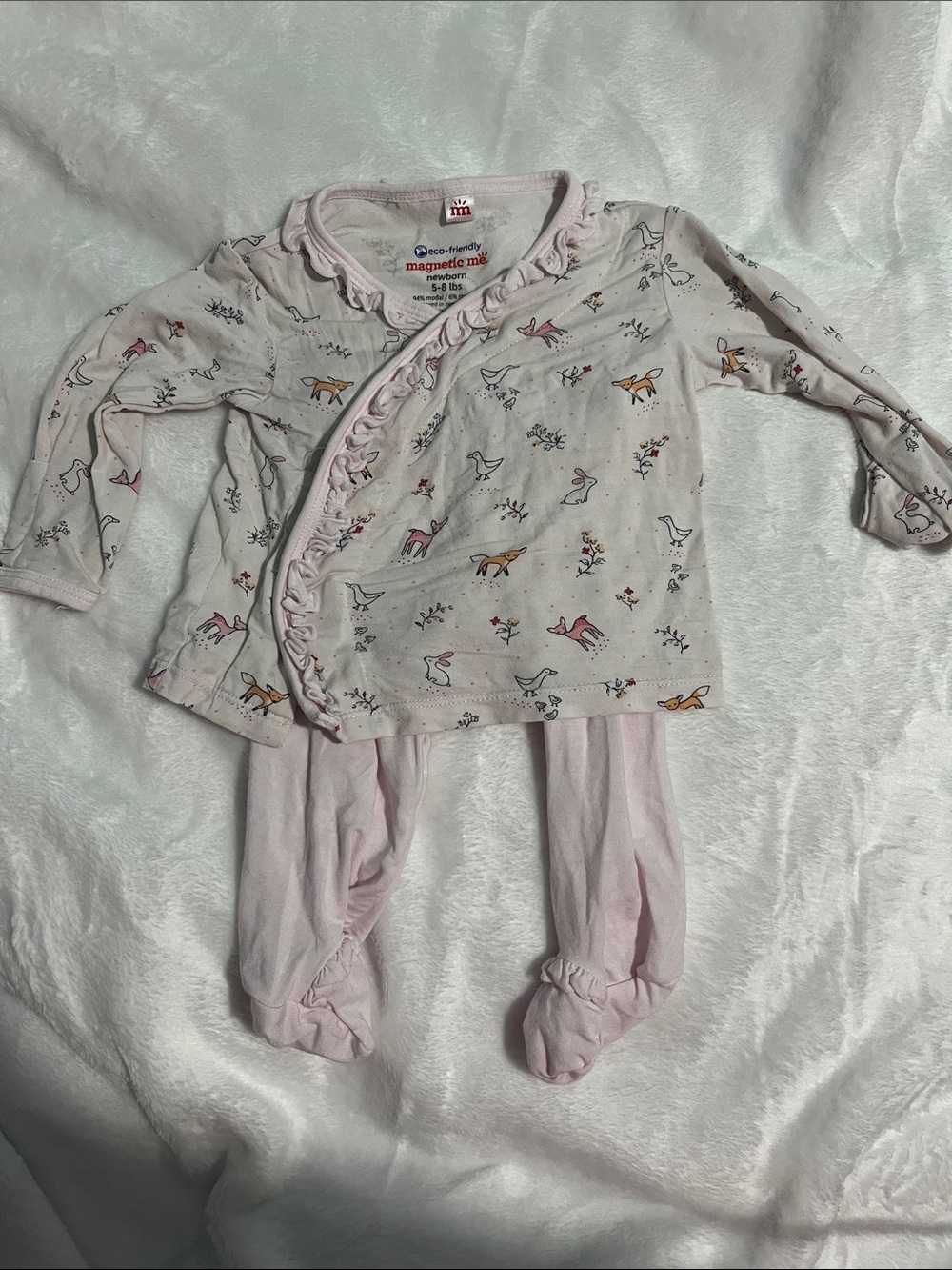 Magnetic Me Pink Animal Print Magnetic Pajama Set with Ruffle Trim